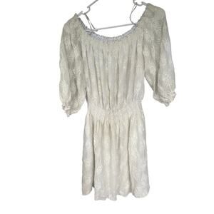 Rebecca Taylor Silk Embroidered Off Shoulder Dress, Size 10